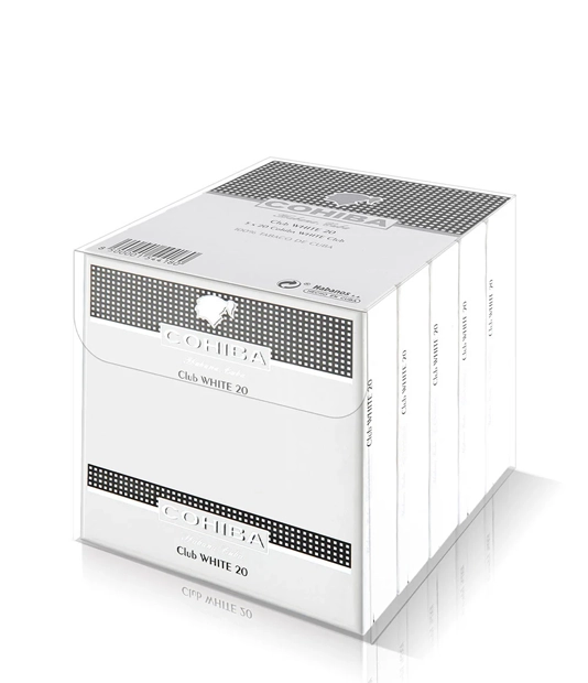 Cohiba Club White 20 Cigar Box of 20 X 5 close-up from AuCigars, premium Cuban cigar