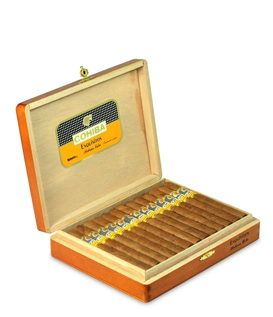 Cohiba Exquisitos Cigar Box of 10 close-up from AuCigars, premium Cuban cigar