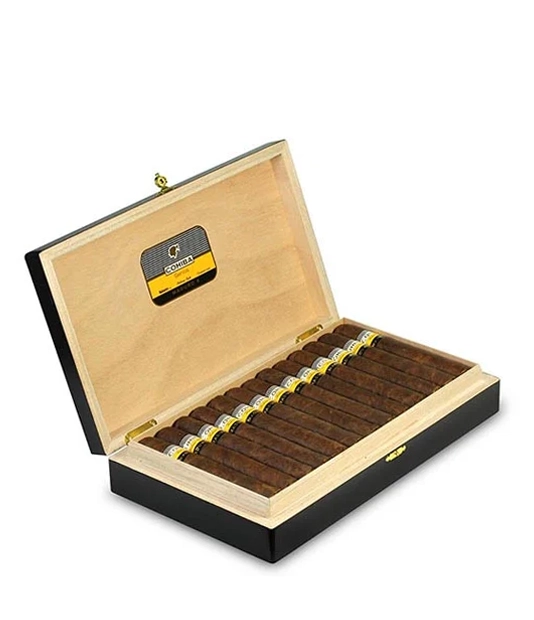 Cohiba Maduro 5 Genios Cigar Box of 25 close-up from AuCigars, premium Cuban cigar