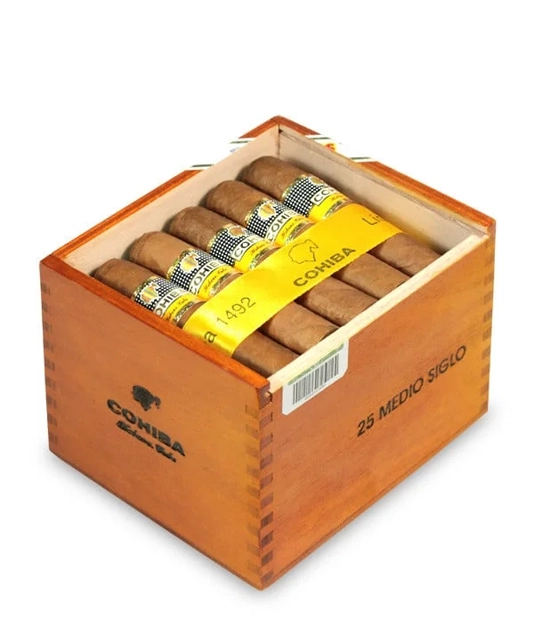 Cohiba Medio Siglo Cigar Box of 25 close-up from AuCigars, premium Cuban cigar