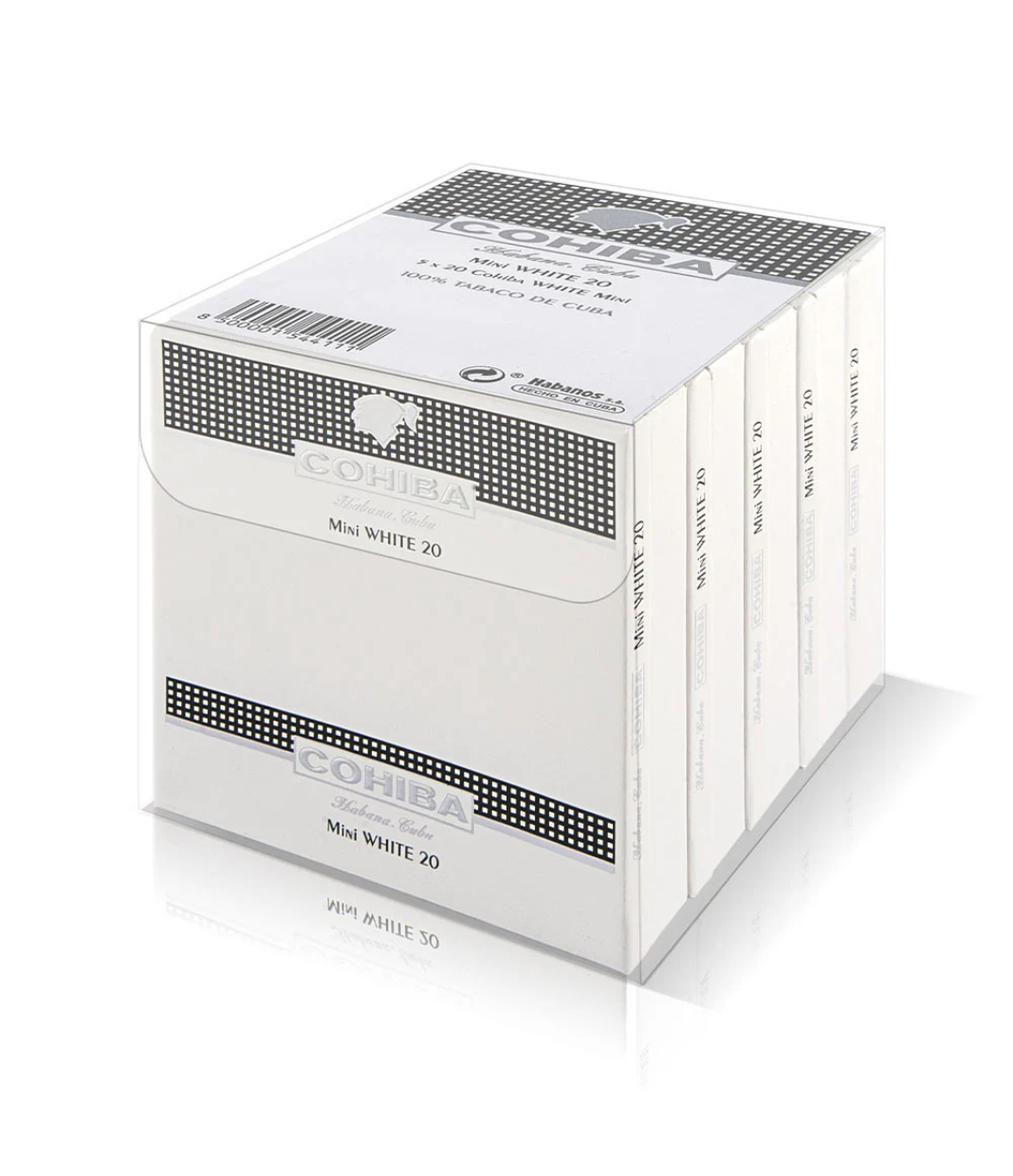 Cohiba Mini White Cigar Box of 20 X 5 close-up from AuCigars, premium Cuban cigar