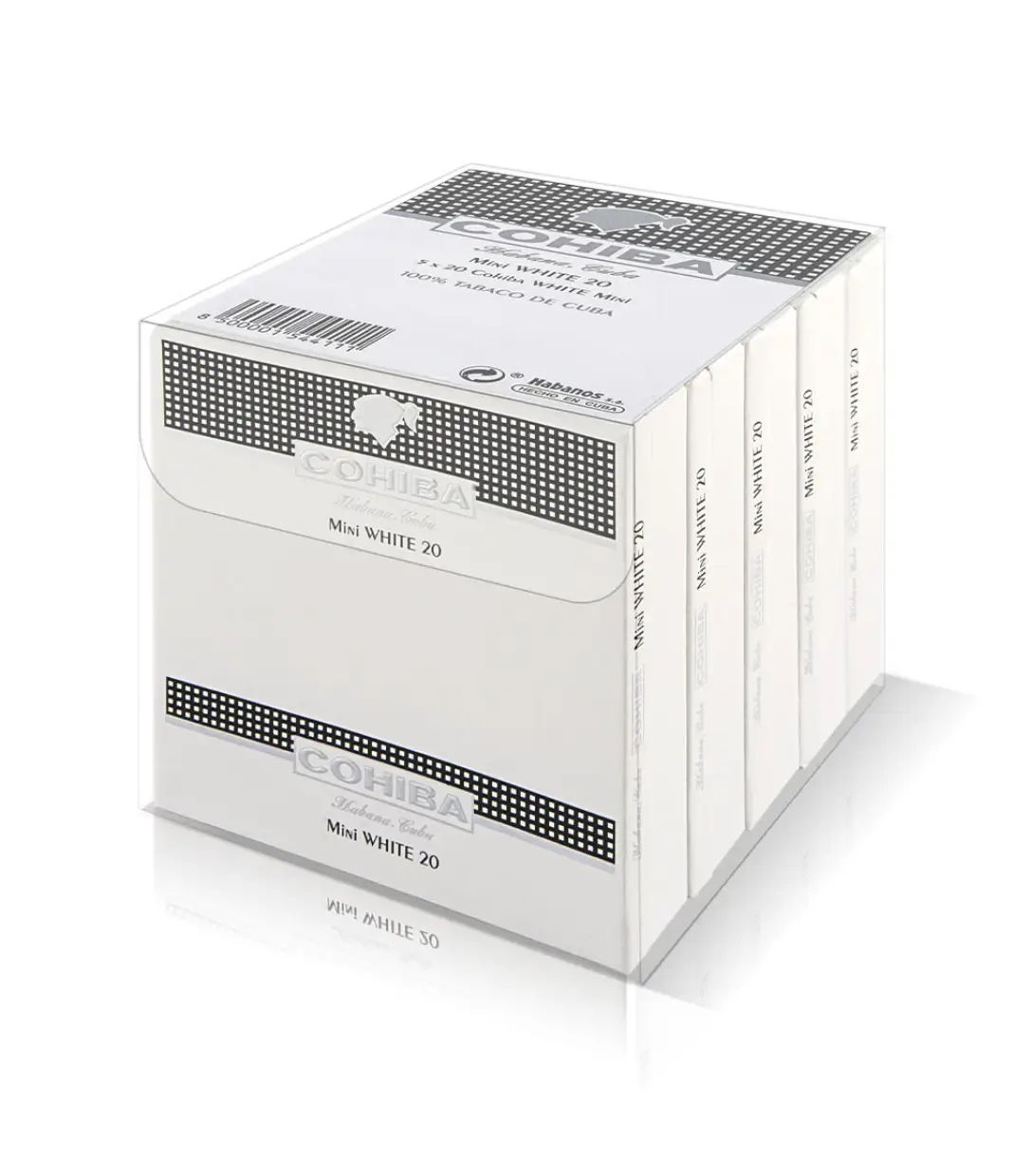Cohiba Mini White Cigar Box of 20 X 5 close-up from AuCigars, premium Cuban cigar