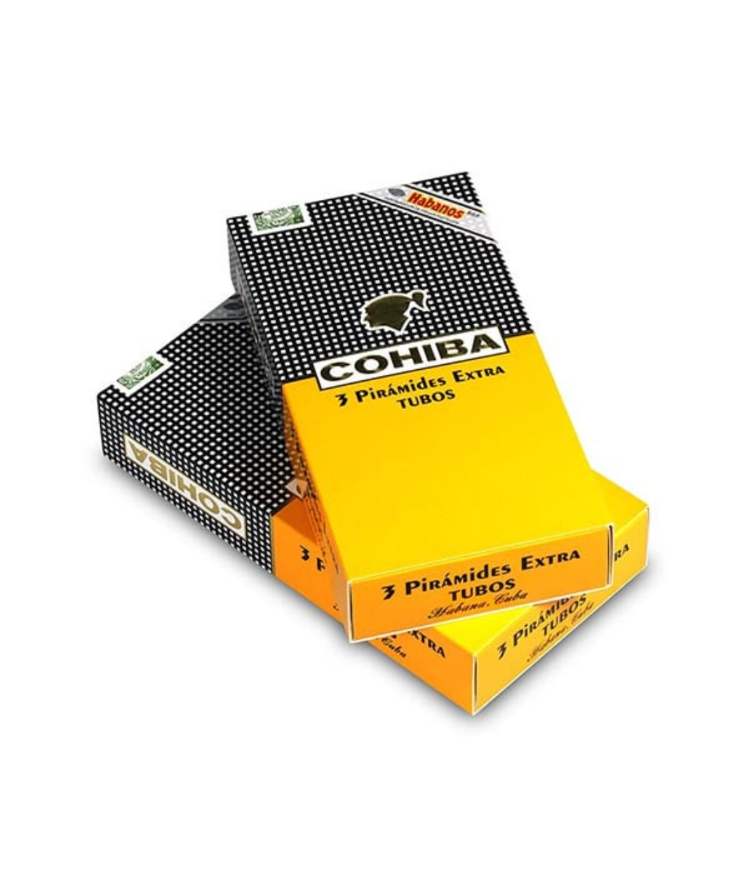 Cohiba Piramides Extra A/T 2020 (Vintage) Cigar Box of 3 X 5 close-up from AuCigars, premium Cuban cigar