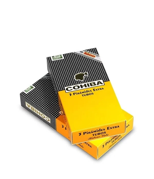 Cohiba Piramides Extra A/T Cigar Box of 5 X 3 close-up from AuCigars, premium Cuban cigar