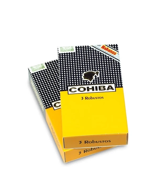 Cohiba Robustos C/P Cigar Box of 5 X 3 close-up from AuCigars, premium Cuban cigar