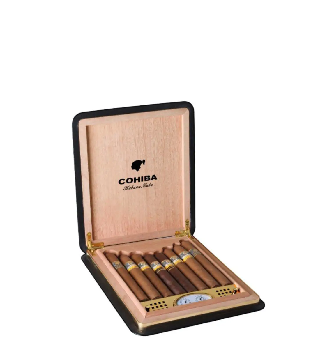 Cohiba Seleccion 50 Aniversario Humidor Cigar Box of 8 close-up from AuCigars, premium Cuban cigar