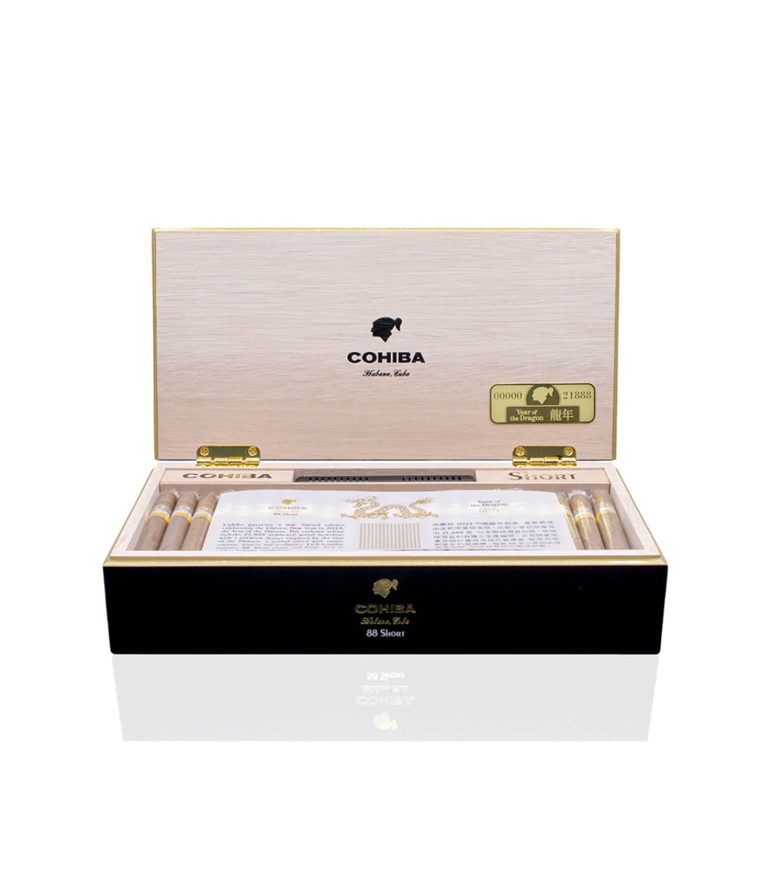 Cohiba Short Year Of The Dragon 2024 Limited Edition Cigar Box of 88 close-up from AuCigars, premium Cuban cigar