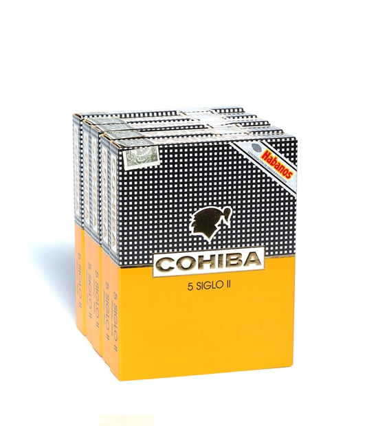Cohiba Siglo II 2008 (Vintage) Cigar Box of 5 X 5 close-up from AuCigars, premium Cuban cigar