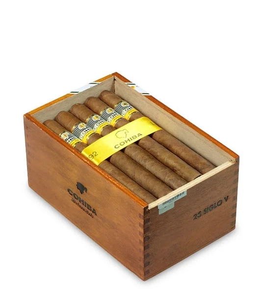 Cohiba Siglo V Cigar Box of 25 close-up from AuCigars, premium Cuban cigar