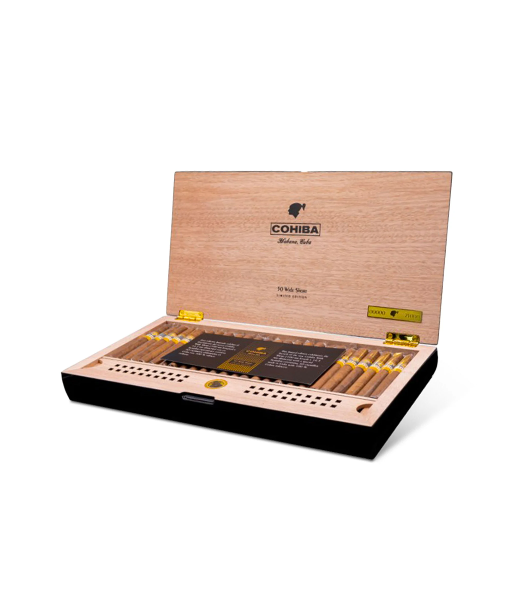 Cohiba Wide Short Humidor 2024 Limtied Edition Cigar Box of 50 close-up from AuCigars, premium Cuban cigar