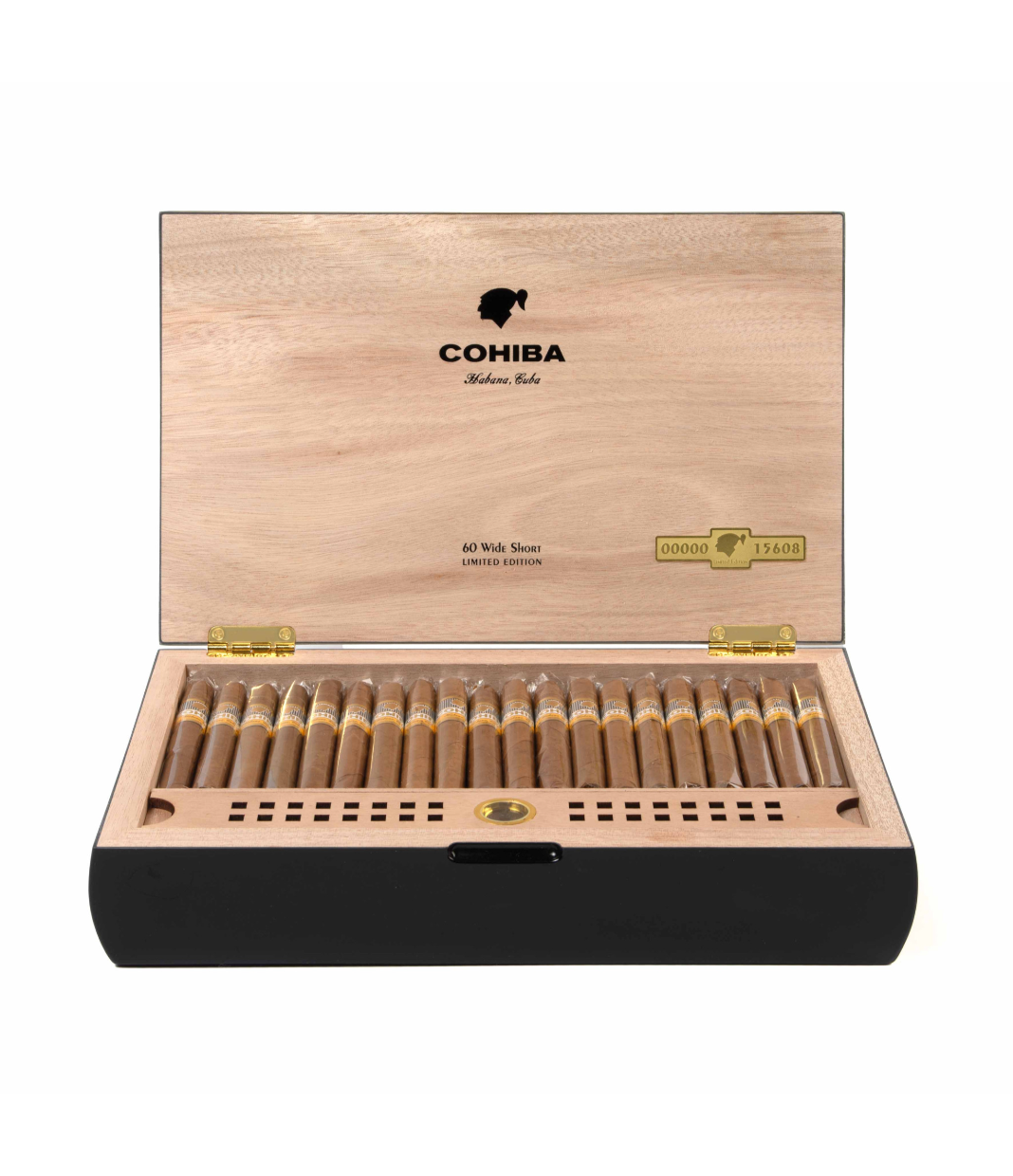 Cohiba Wide Short Humidor 2025 Limited Edition Cigar Box of 60 close-up from AuCigars, premium Cuban cigar