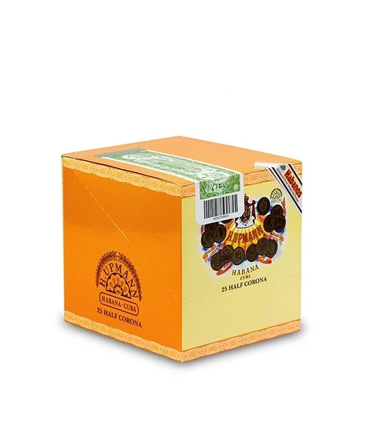 H. Upmann Half Corona A/P Cigar Box of 5 X 5 close-up from AuCigars, premium Cuban cigar