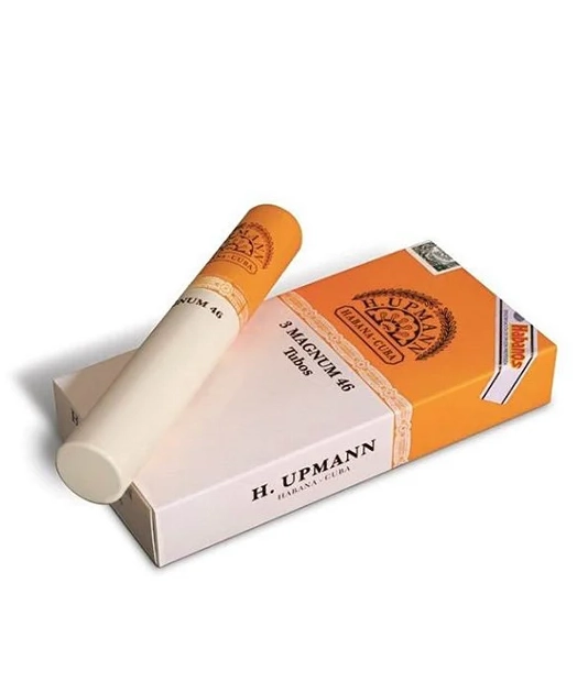 H. Upmann Magnum 46 A/T Cigar Box of 5 X 3 close-up from AuCigars, premium Cuban cigar