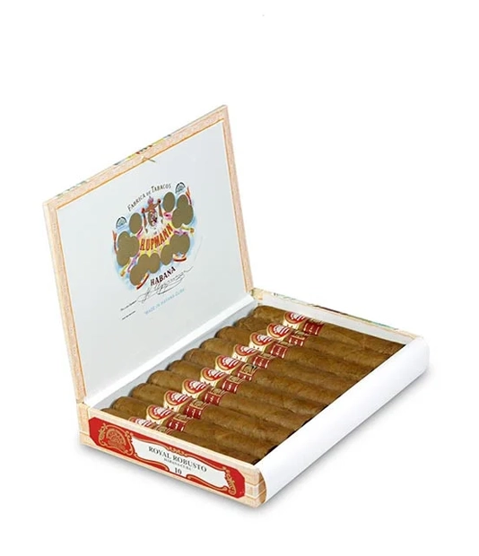 H. Upmann Royal Robusto LCDH Cigar Box of 10 close-up from AuCigars, premium Cuban cigar