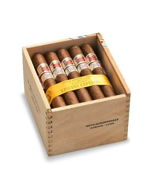 Hoyo De Monterrey Epicure Especial Cigar Box of 25 close-up from AuCigars, premium Cuban cigar