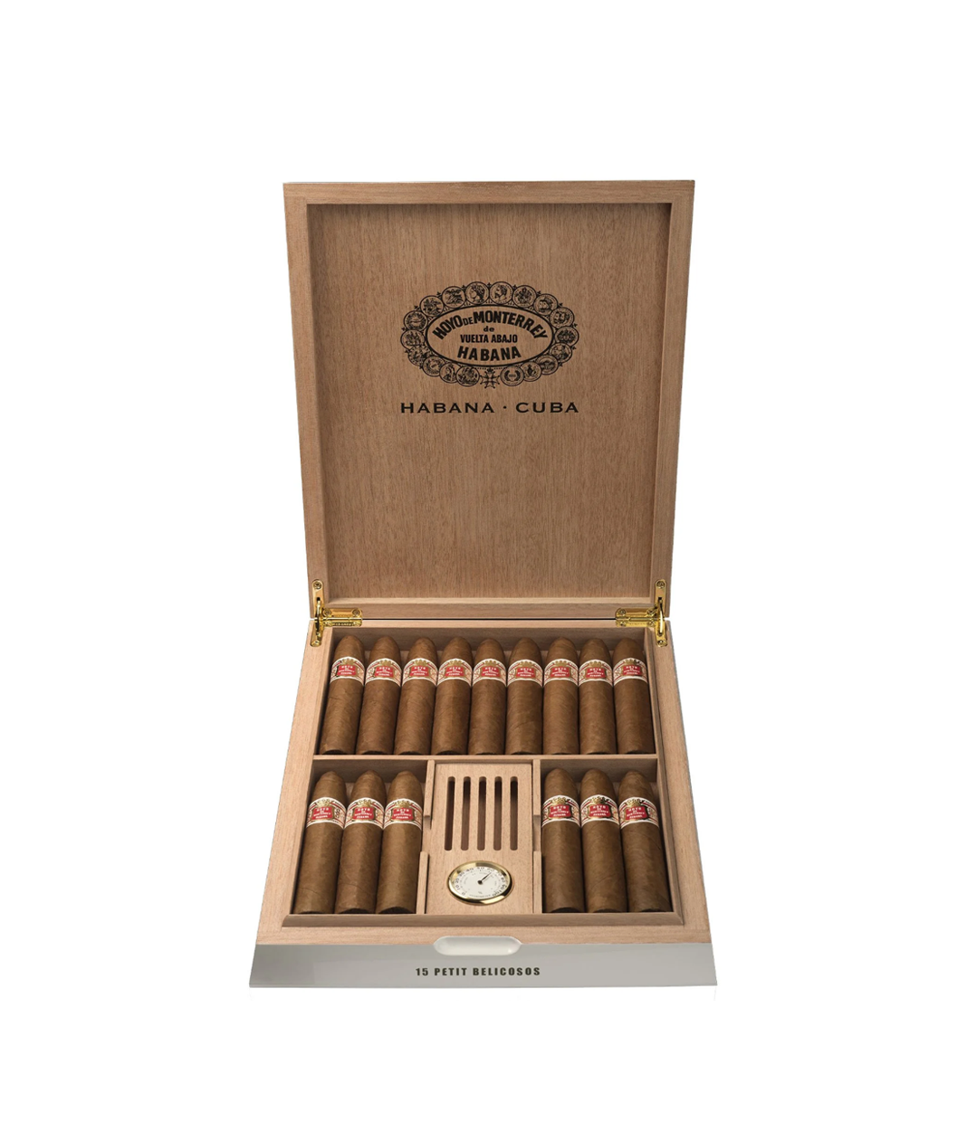 Hoyo De Monterrey Petit Belicosos Travel Humidor 2017 Cigar Box of 15 close-up from AuCigars, premium Cuban cigar