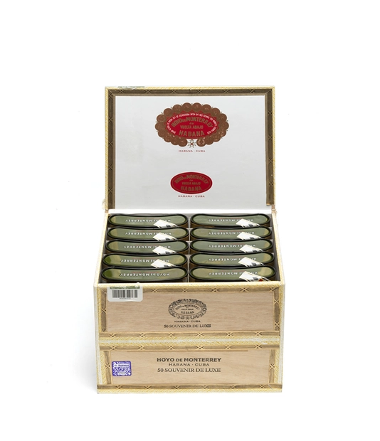 Hoyo De Monterrey Souvenir De Luxe Cigar Box of 50 close-up from AuCigars, premium Cuban cigar