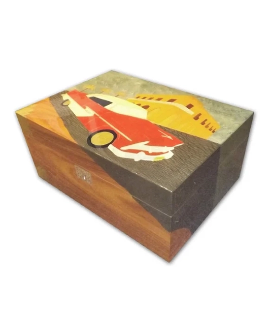 Gentili Cuban Car Inlay Cigar Humidor now available at Au Cigars.