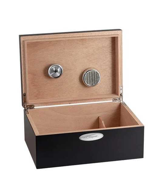 S.T. Dupont Okoumé Wood Humidor With Matt Black Lacquer Finish now available at Au Cigars.