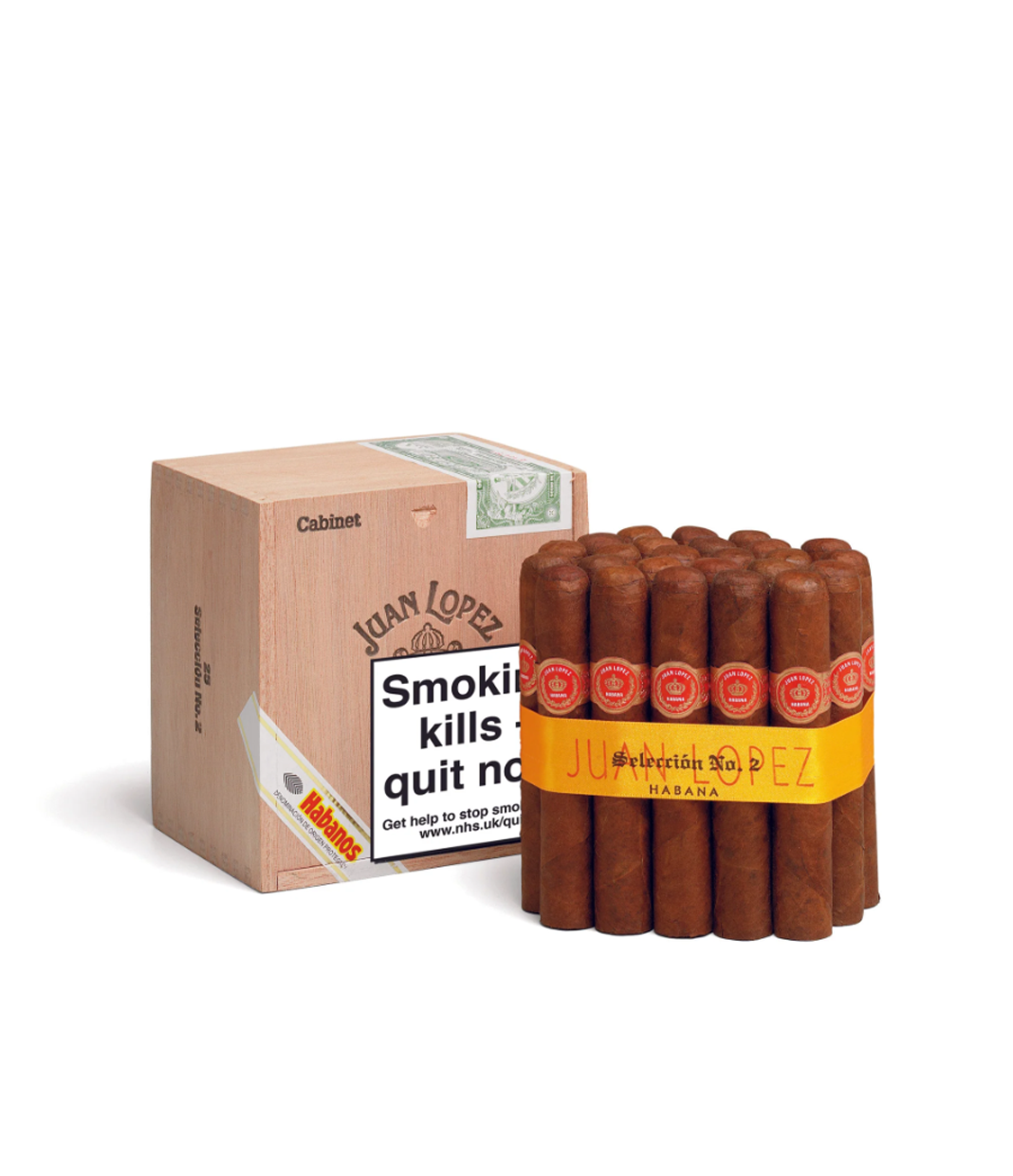 Juan Lopez Seleccion No.2 Cabinet Cigar Box of 25 close-up from AuCigars, premium Cuban cigar