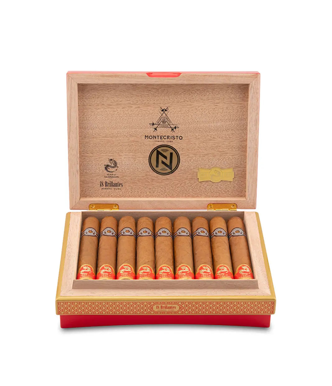 Montecristo Brillantes Year of the Dragon 2024 Limited Edition Cigar Box View 2 from AuCigars, premium Cuban cigar