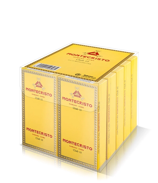 Montecristo Club Cigar Box of 10 X 10 close-up from AuCigars, premium Cuban cigar