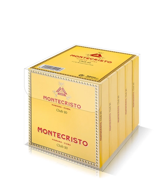 Montecristo Club Cigar Box of 20 X 5 close-up from AuCigars, premium Cuban cigar