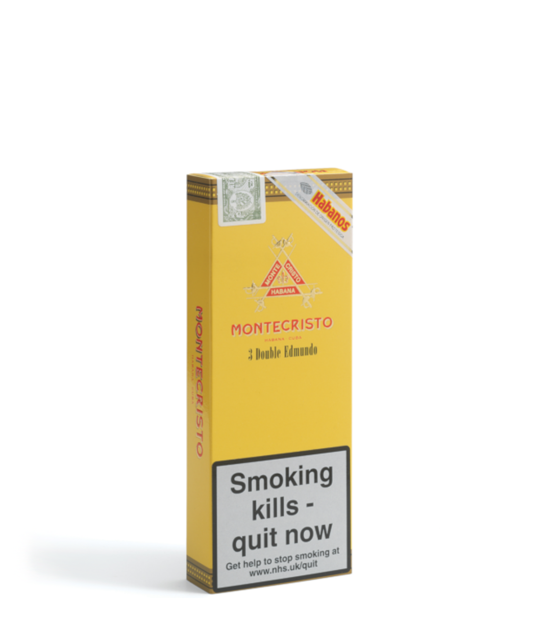 Montecristo Double Edmundo C/P   Cigar Box of 3X5 close-up from AuCigars, premium Cuban cigar