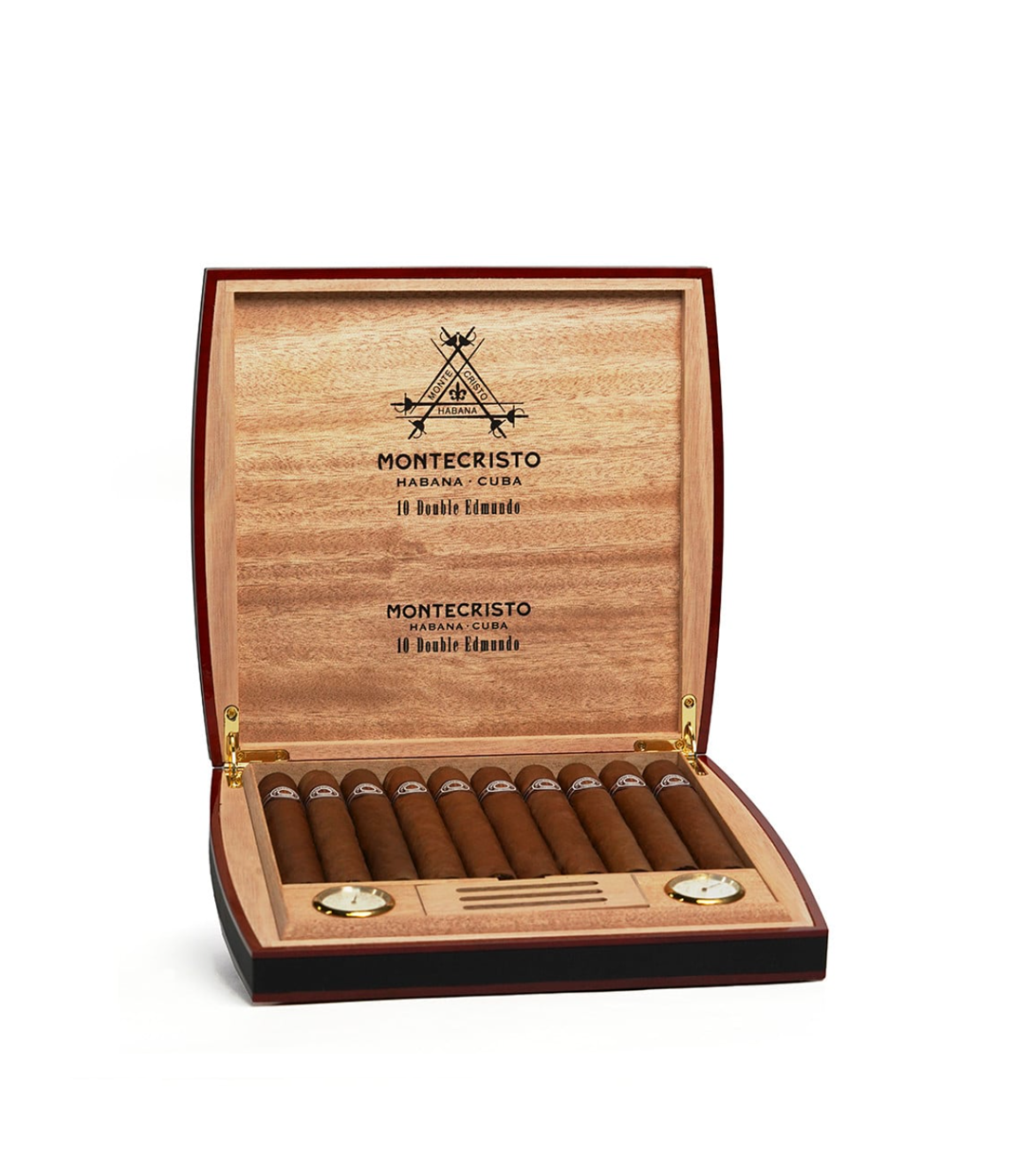 Montecristo Double Edmundo Travel Humidor   Cigar Box of 10 close-up from AuCigars, premium Cuban cigar