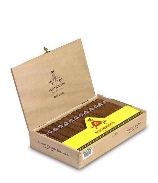 Montecristo Double Edmundo Cigar Box of 25 close-up from AuCigars, premium Cuban cigar