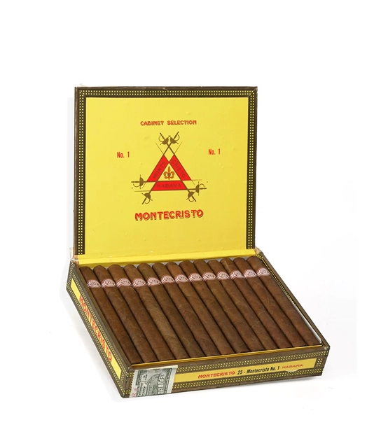 Montecristo No.1 2007 Vintage Cigar Box of 25 close-up from AuCigars, premium Cuban cigar