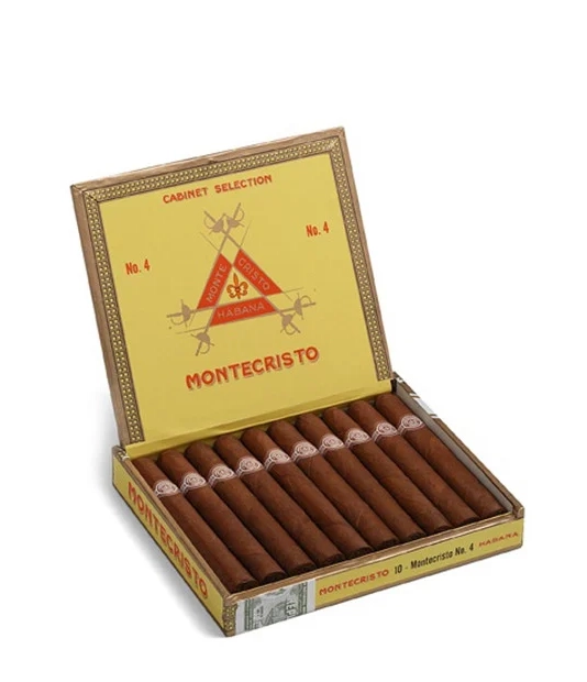 Montecristo No.4 Cigar Box of 10 close-up from AuCigars, premium Cuban cigar