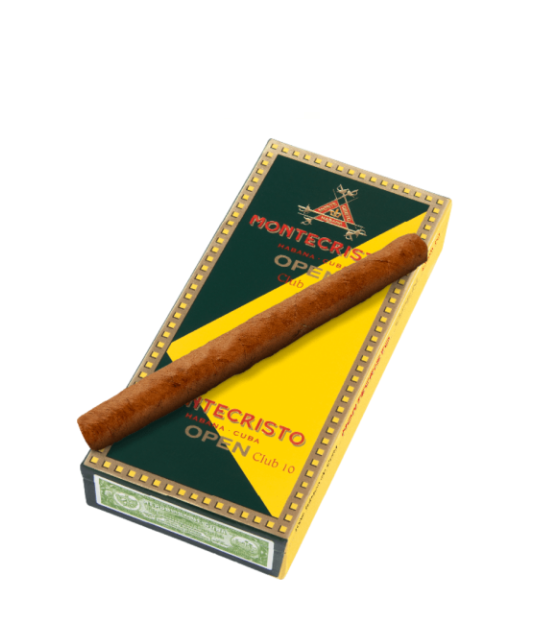 Montecristo Open Club 10 Pack Cigar Box of 10 close-up from AuCigars, premium Cuban cigar