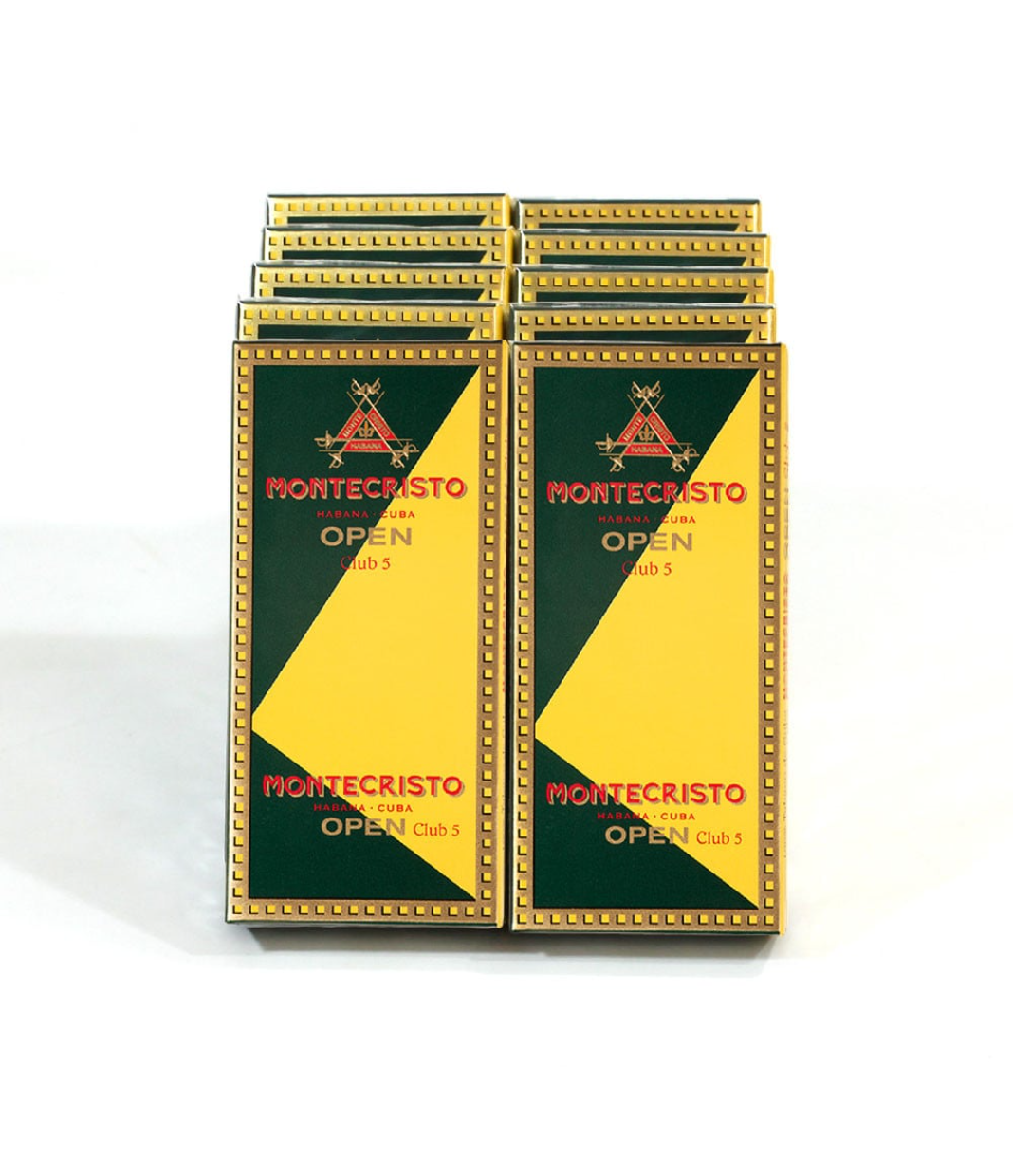 Montecristo Open Club Cigar Box of 5 X 10 close-up from AuCigars, premium Cuban cigar