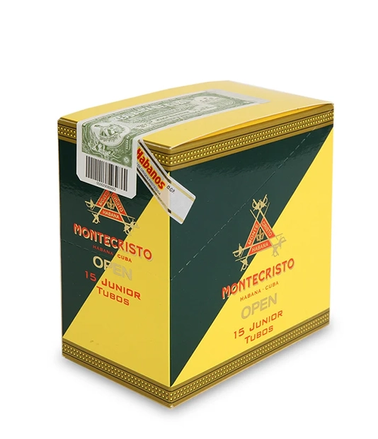 Montecristo Open Junior A/T Cigar Box of 15 close-up from AuCigars, premium Cuban cigar