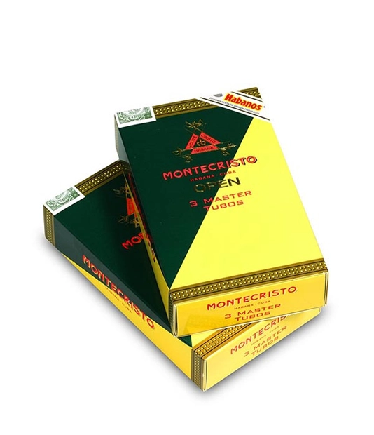 Montecristo Open Master A/T Cigar Box of 3 X 5 close-up from AuCigars, premium Cuban cigar