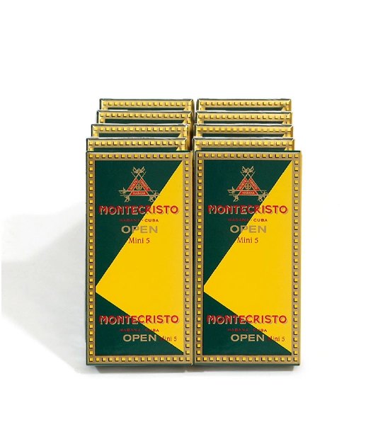 Montecristo Open Mini Cigar Box of 10 X 10 close-up from AuCigars, premium Cuban cigar