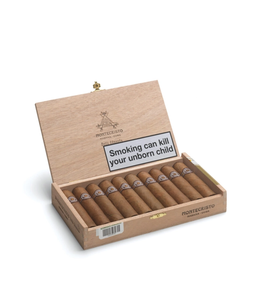 Montecristo Petit Edmundo  Cigar Box of 10 close-up from AuCigars, premium Cuban cigar