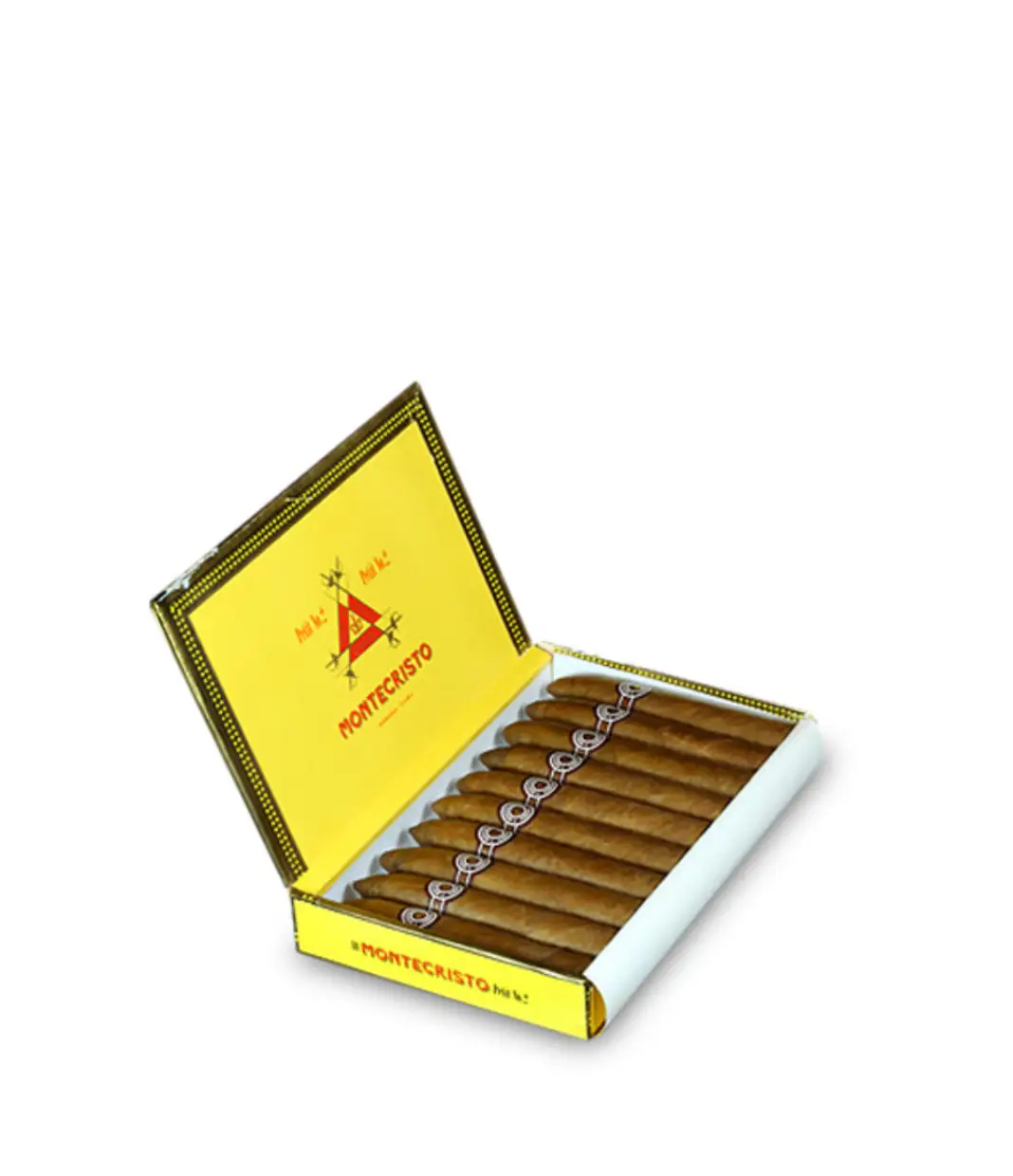 Montecristo Petit No. 2 Cigar Box of 10 close-up from AuCigars, premium Cuban cigar