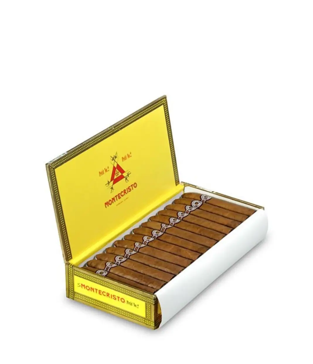 Montecristo Petit No. 2 Cigar Box of 25 close-up from AuCigars, premium Cuban cigar