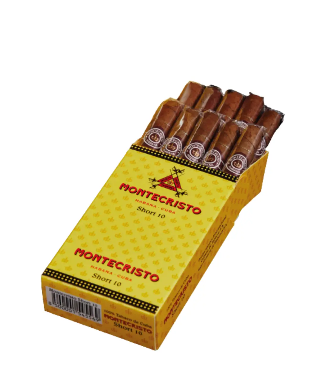 Montecristo Short 10 Pack Cigar Box View 2 from AuCigars, premium Cuban cigar