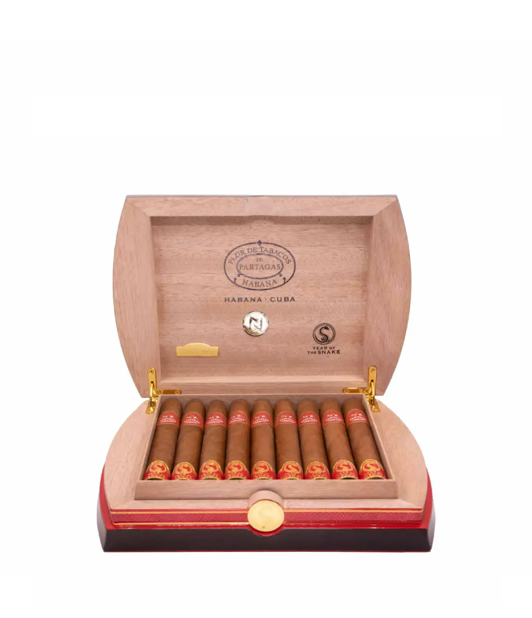 Partagas Cedros Year of the Snake 2025 Limited Edition Cigar Box of 18 close-up from AuCigars, premium Cuban cigar