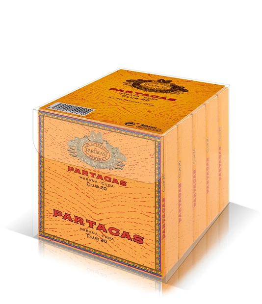 Partagas Club Cigar Box of 20 X 5 close-up from AuCigars, premium Cuban cigar