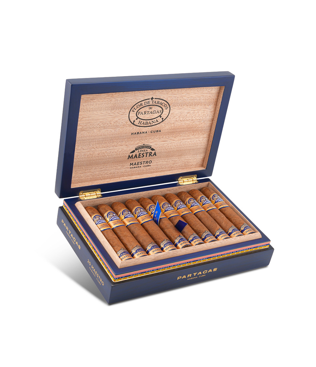 Partagas Linea Maestra Maestro Cigar Box of 20 close-up from AuCigars, premium Cuban cigar