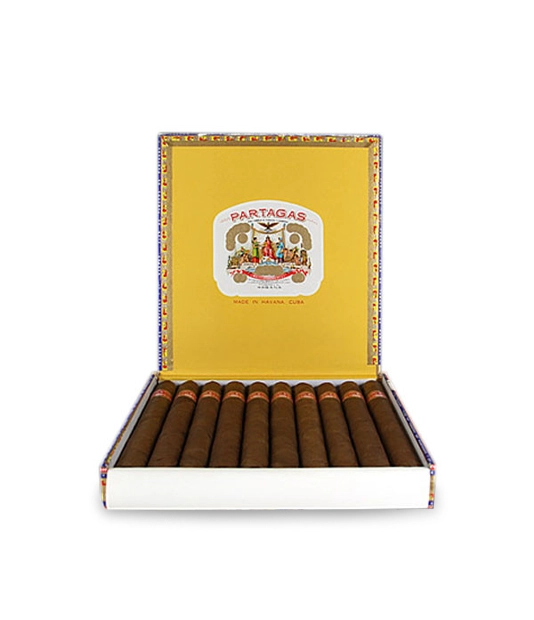 Partagas Lusitanias Cigar Box of 10 close-up from AuCigars, premium Cuban cigar