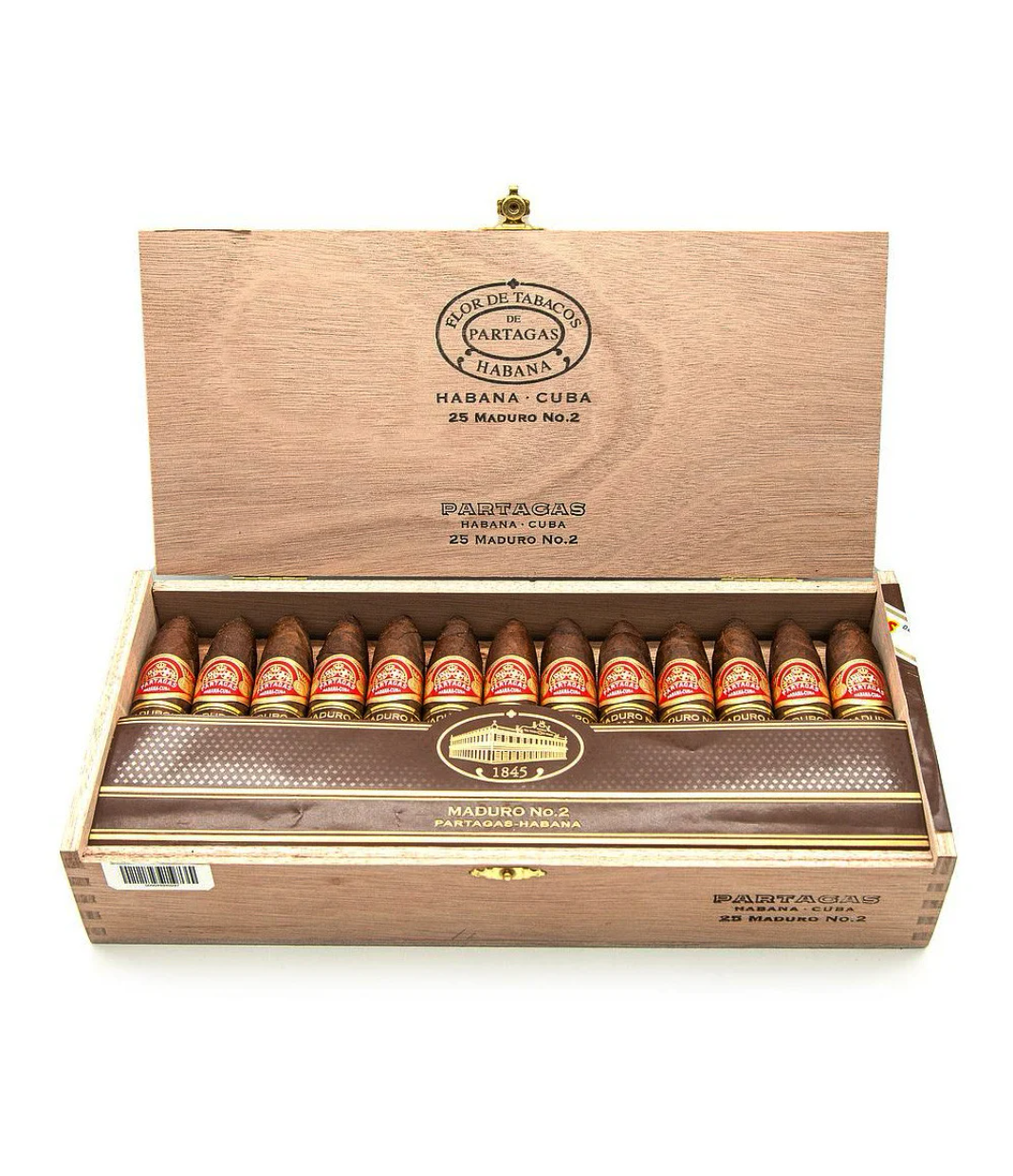 Partagas Maduro No.2 Cigar Box of 25 close-up from AuCigars, premium Cuban cigar