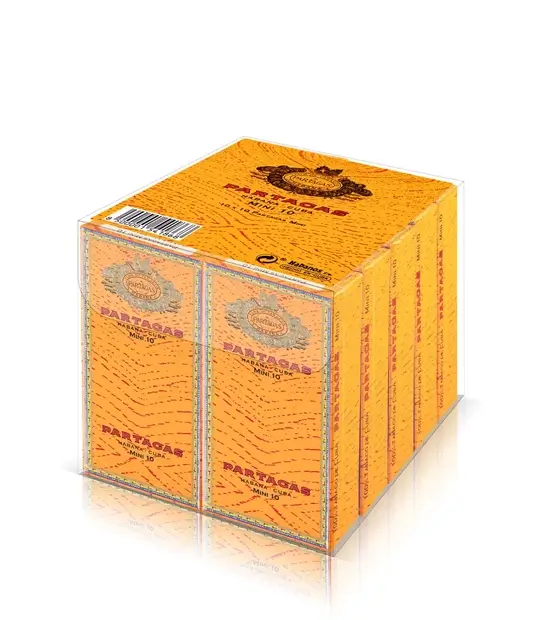 Partagas Mini Cigar Box of 10 X 10 close-up from AuCigars, premium Cuban cigar