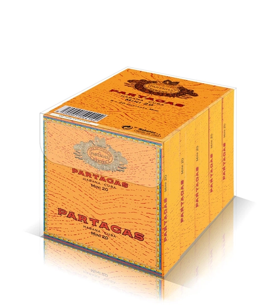 Partagas Mini Cigar Box of 20 X 5 close-up from AuCigars, premium Cuban cigar