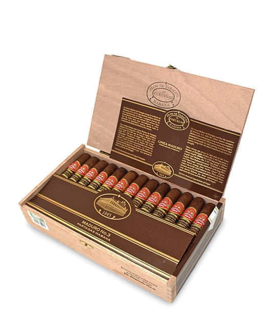 Partagas Maduro No.3 Cigar Box of 25 close-up from AuCigars, premium Cuban cigar