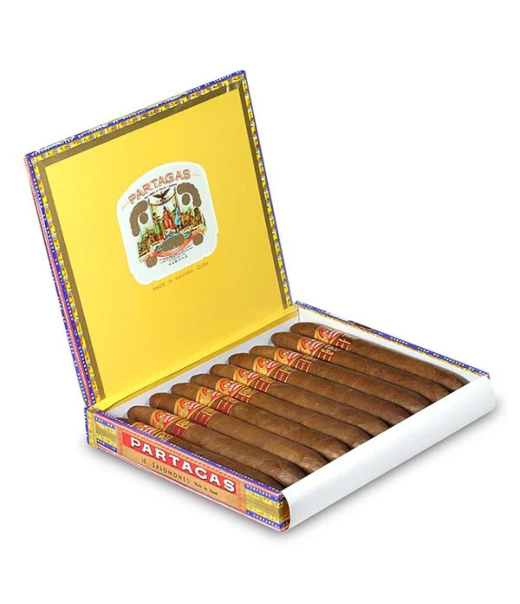 Partagas Salomones LCDH Cigar Box of 10 close-up from AuCigars, premium Cuban cigar